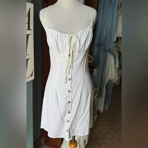 Commense Strapless Cream Dress with Button Accents